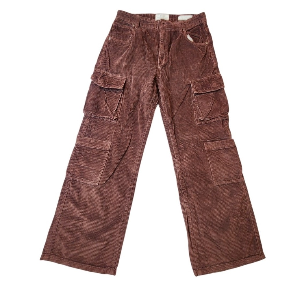 Cotton:On Cord Womens Cargo Jean Brown Wide Leg High Rise Size 6
